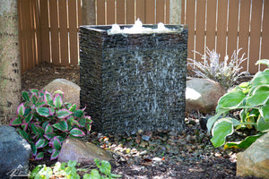 Stacked Slate Spillway Wall 32" Landscape Fountain Kit