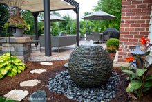 Load image into Gallery viewer, Medium Stacked Slate Sphere Landscape Fountain Kit