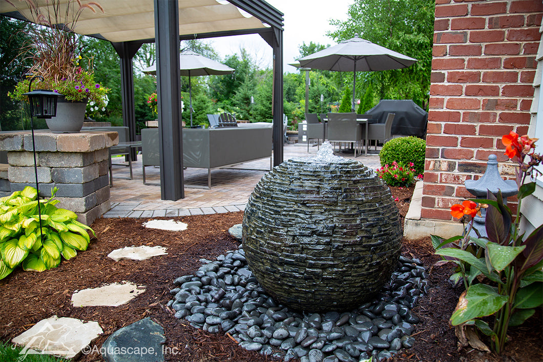 Medium Stacked Slate Sphere Landscape Fountain Kit