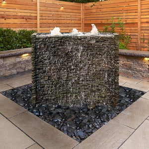 Stacked Slate Spillway Wall 32" Landscape Fountain Kit
